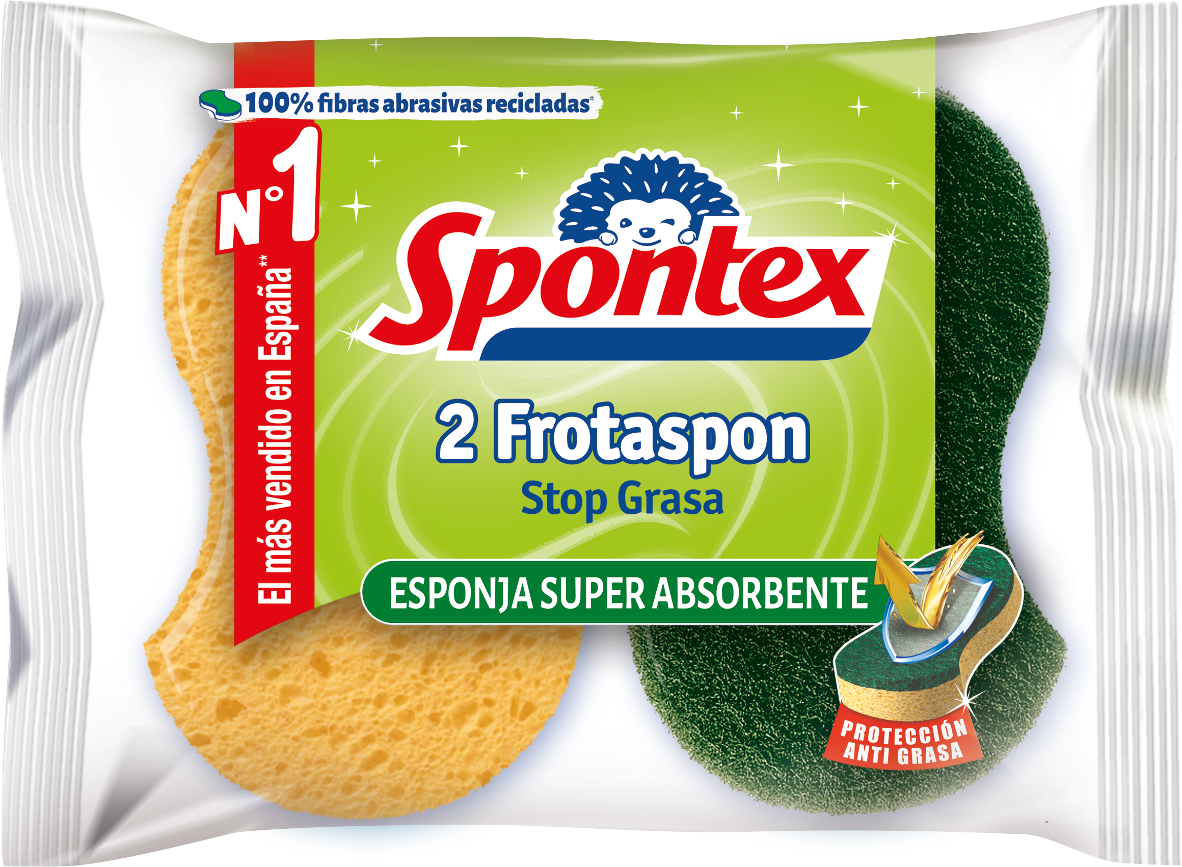Spontex frotaspon Lozenges (Pack of 2 Stop Device and Cellulose Fiber  Grease Green