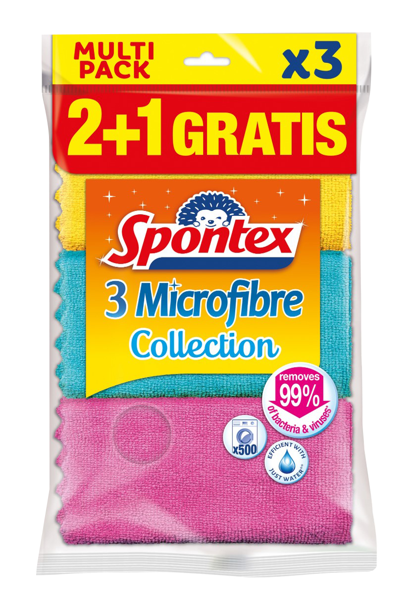 Spontex Microfibre pack con bayeta cocina + bayeta cristales 1 unidad +  bayeta multiusos 1 unidad + bayeta polvo 1 unidad 1 unidad